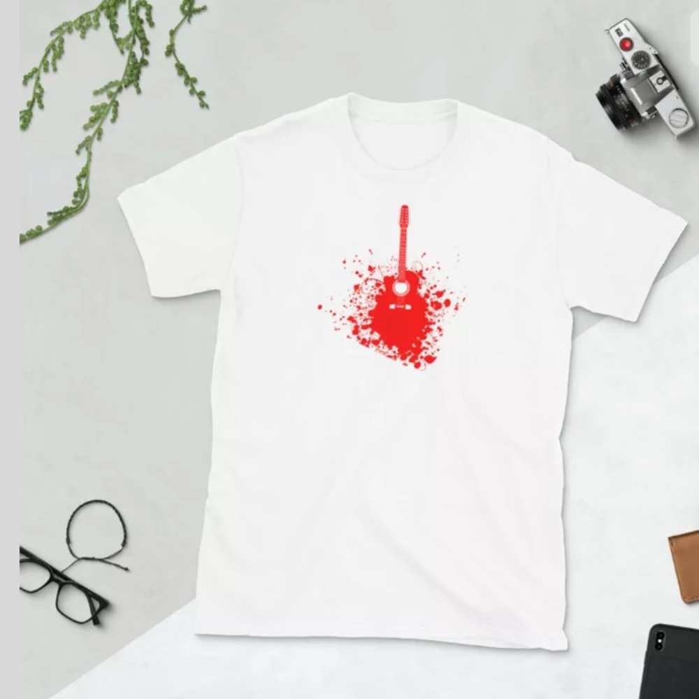 Graph t shirt, red guitar, concert -tee